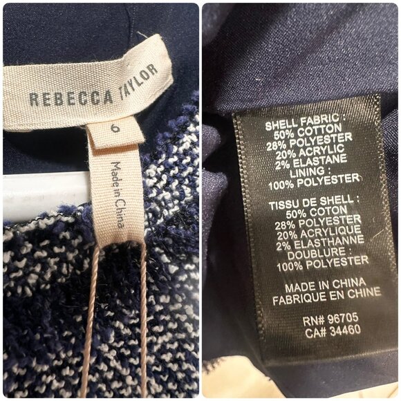 Rebecca Taylor Tweed Ruffle Dress Women 6 Blue Knee Length Preppy Office Classic - Picture 4 of 16